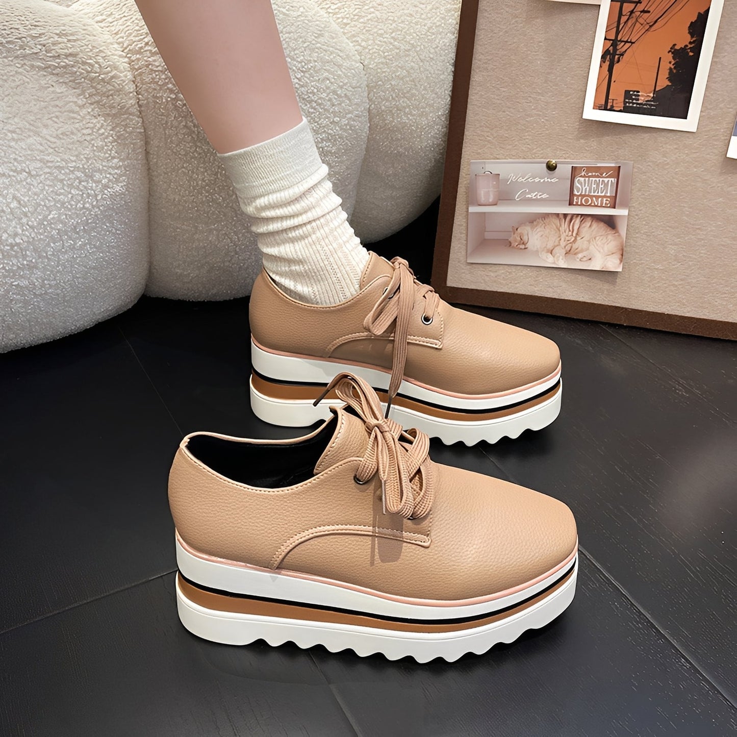 Scarpe Donna Plateau Moda Casual