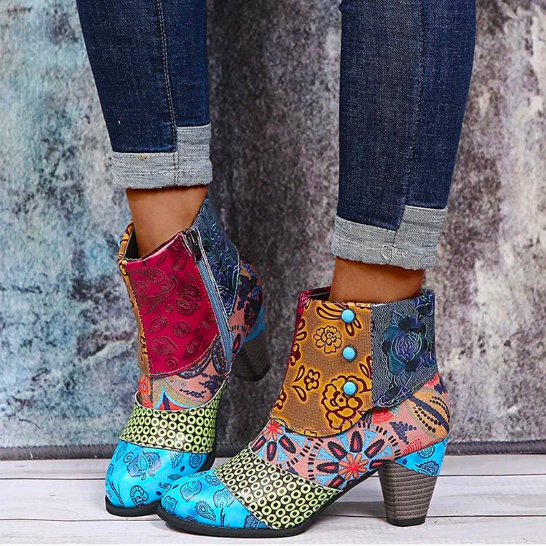 Stivaletti Donna Patchwork con Tacco Design Trendy - Brentozzi