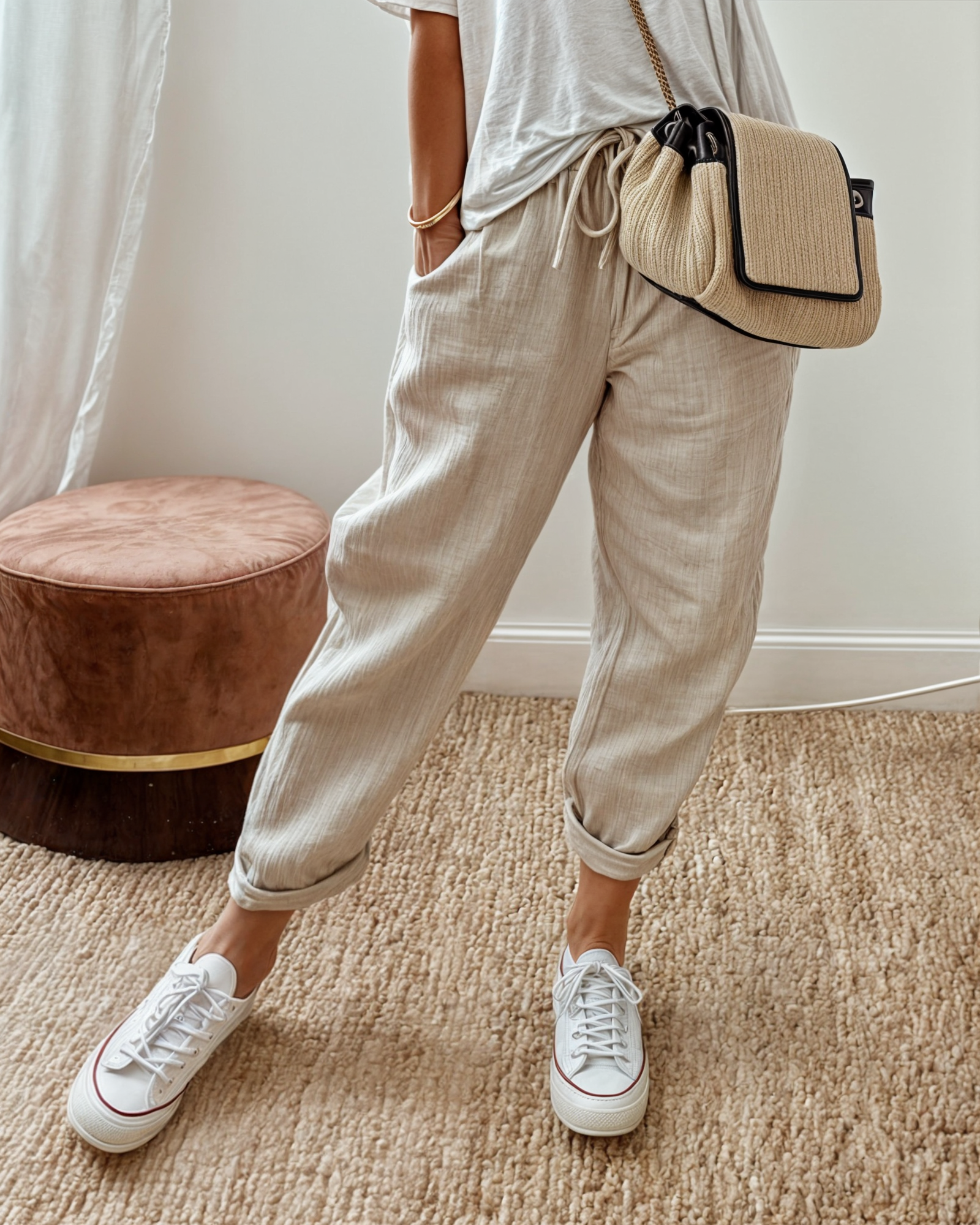Pantaloni Estivi Donna con Coulisse Tasche Comode - Brentozzi