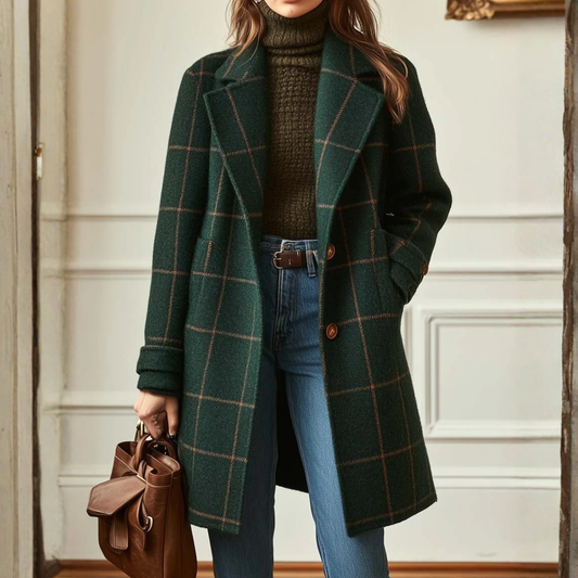 Cappotto Donna Quadri Bottoni Frontali - Brentozzi