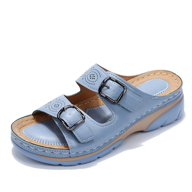 Sandali Zeppa Donna Casual con Fibbia Regolabile
