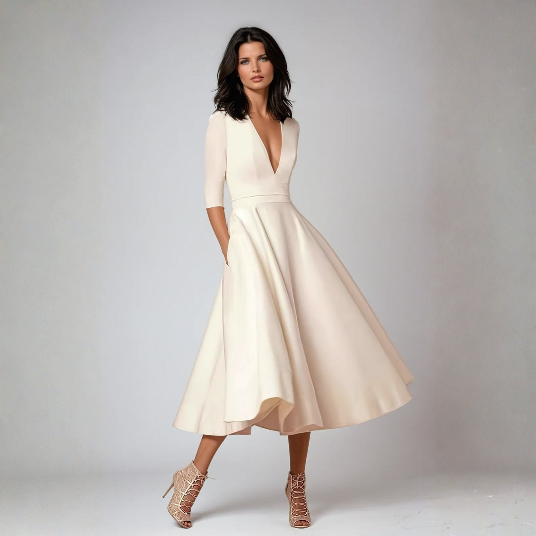 Abito Midi Donna Elegante Svasato Cerimonia - Brentozzi