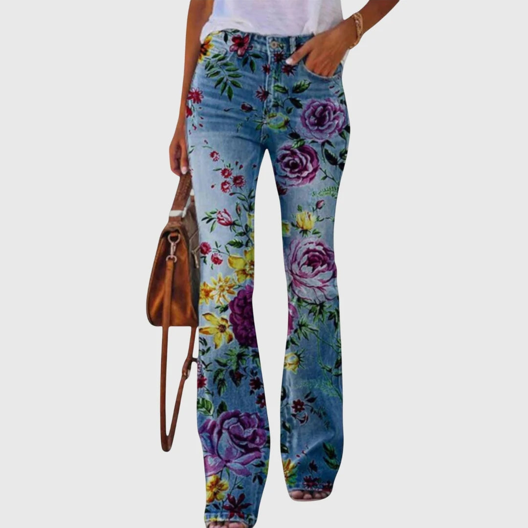 Jeans Donna Stampa Floreale Taglio Slim - Brentozzi