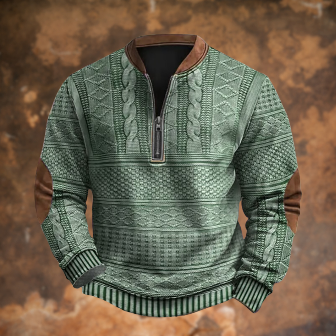 Maglione Uomo con Zip Design a Motivo Strutturato