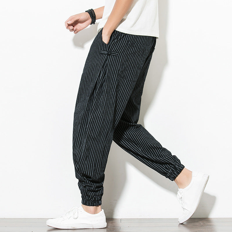 Pantaloni Jogging Uomo Tessuto a Righe Vestibilità Comoda