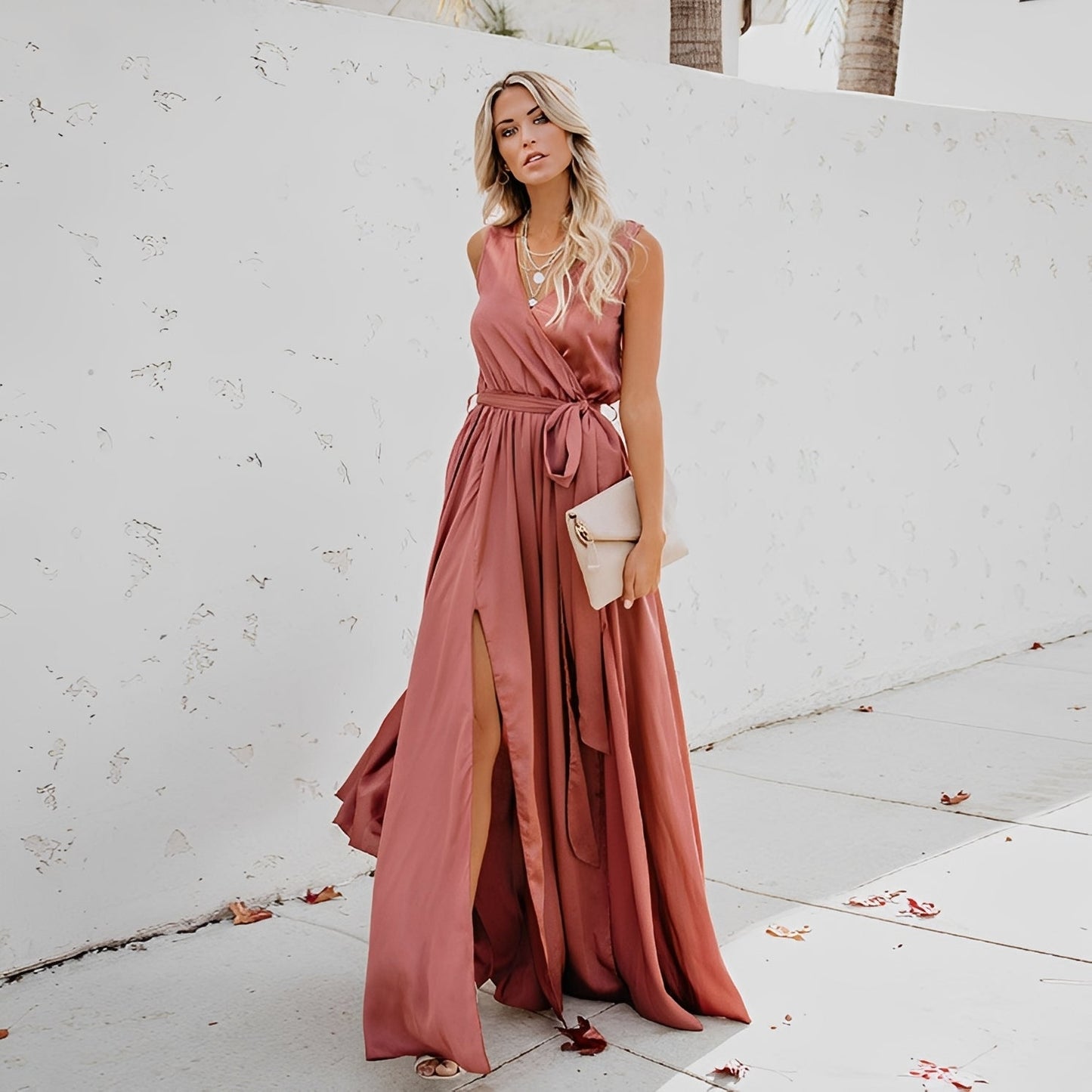 Abito Maxidress Donna con Spacco Laterale