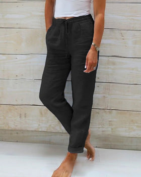 Pantaloni Donna Taglio Largo con Vita Elastica