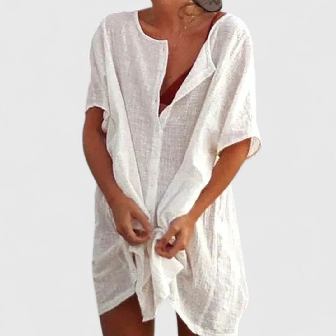 Vestito Spiaggia Donna Smanicato Bottoni Vestibilità Ampia - Brentozzi