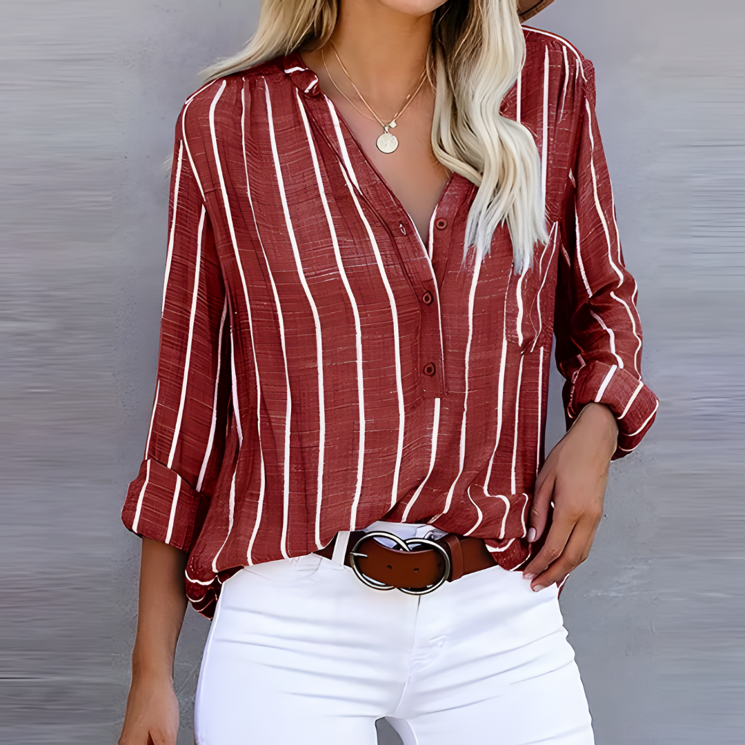 Camicia Donna Manica Lunga Tessuto a Righe