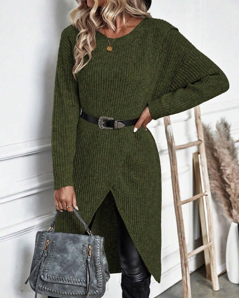 Abito Maglione Donna in Maglia Patchwork Manica Lunga