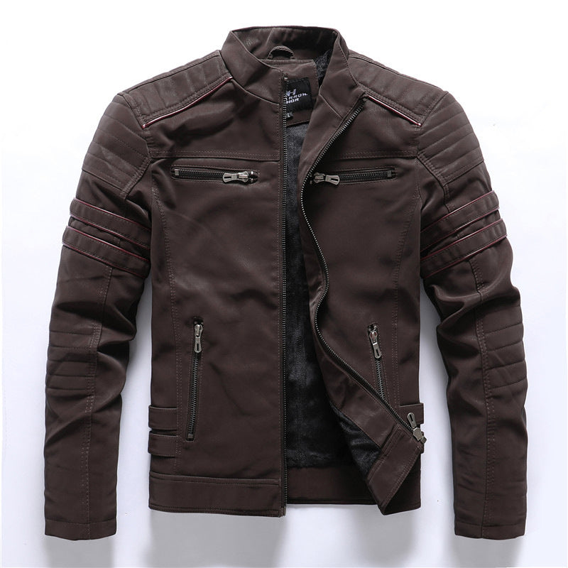 Giacca Moto Uomo con Elementi Cargo e Chiusura con Zip