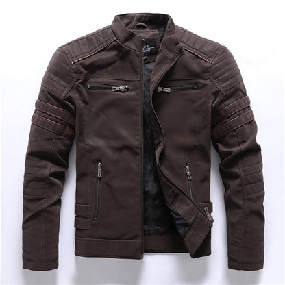 Giacca Moto Uomo con Elementi Cargo e Chiusura con Zip
