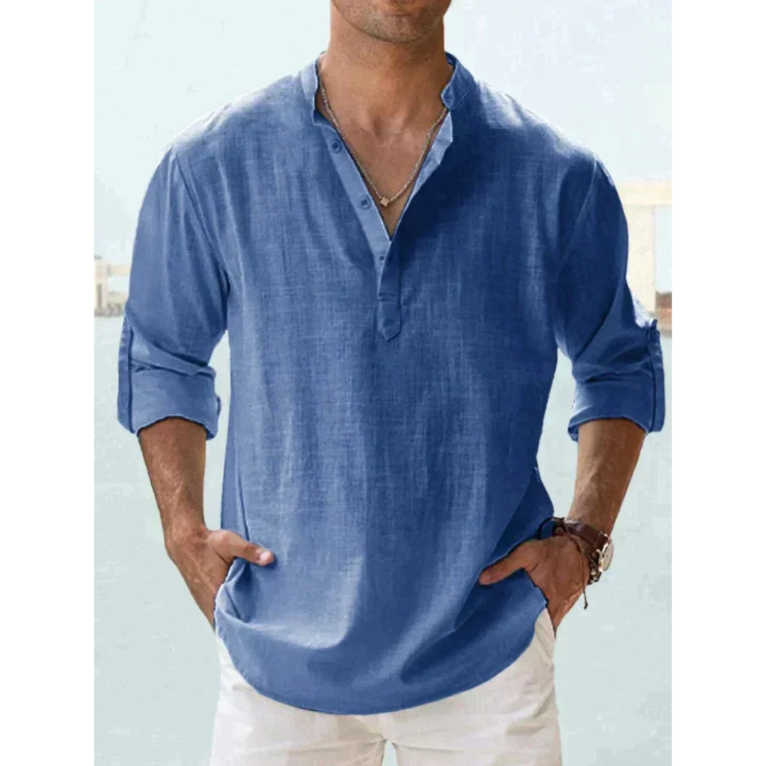 Camicia Uomo Manica Lunga Colletto Coreano - Brentozzi