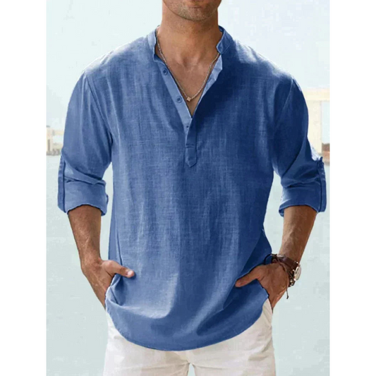 Camicia Uomo Manica Lunga Colletto Coreano - Brentozzi