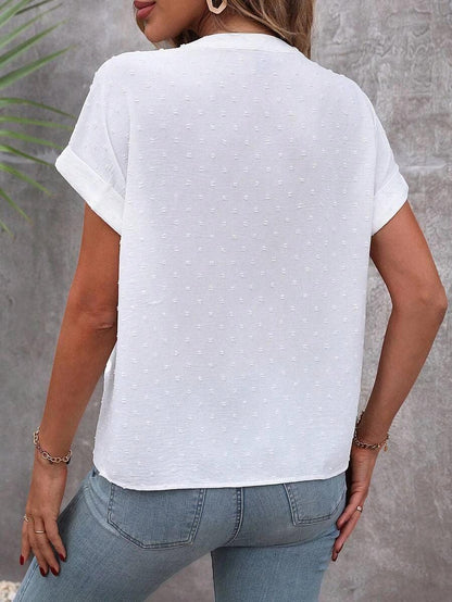 Camicia Donna Manica Corta Tessuto a Pois Semplice