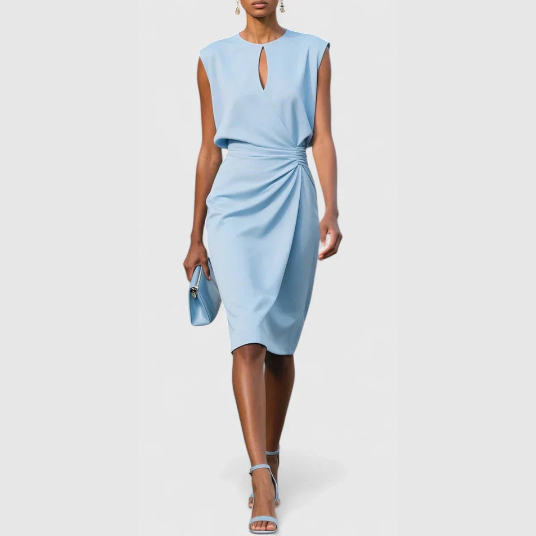 Abito Midi Donna Smanicato con Arricciature - Brentozzi