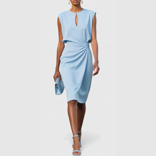 Abito Midi Donna Smanicato con Arricciature - Brentozzi
