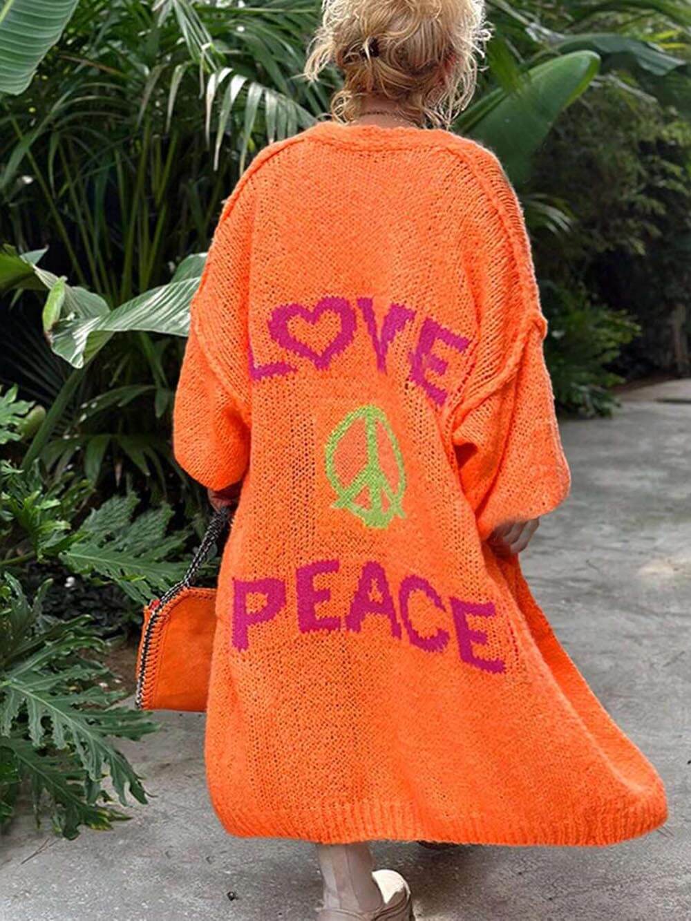Cardigan Uomo Maglia Larga Tasca Motivo Cuore