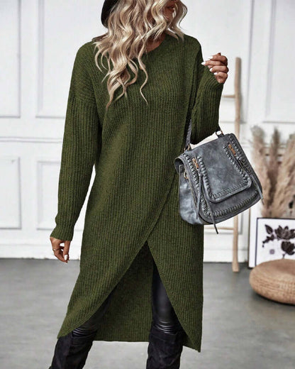 Abito Maglione Donna in Maglia Patchwork Manica Lunga
