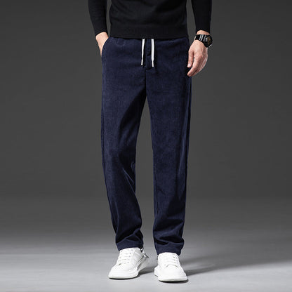 Pantaloni Chino Uomo in Velluto a Coste Vestibilità Comoda