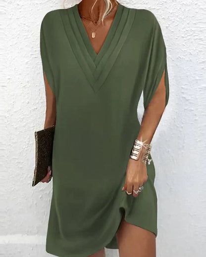 Abito Elegante Donna Scollo a V Manica Corta - Brentozzi