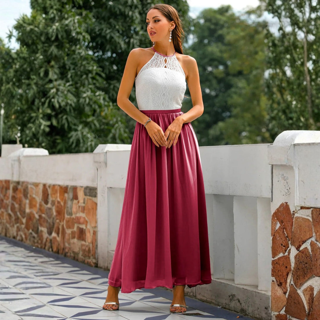 Abito Maxidress Donna Scollo a Halter Elegante