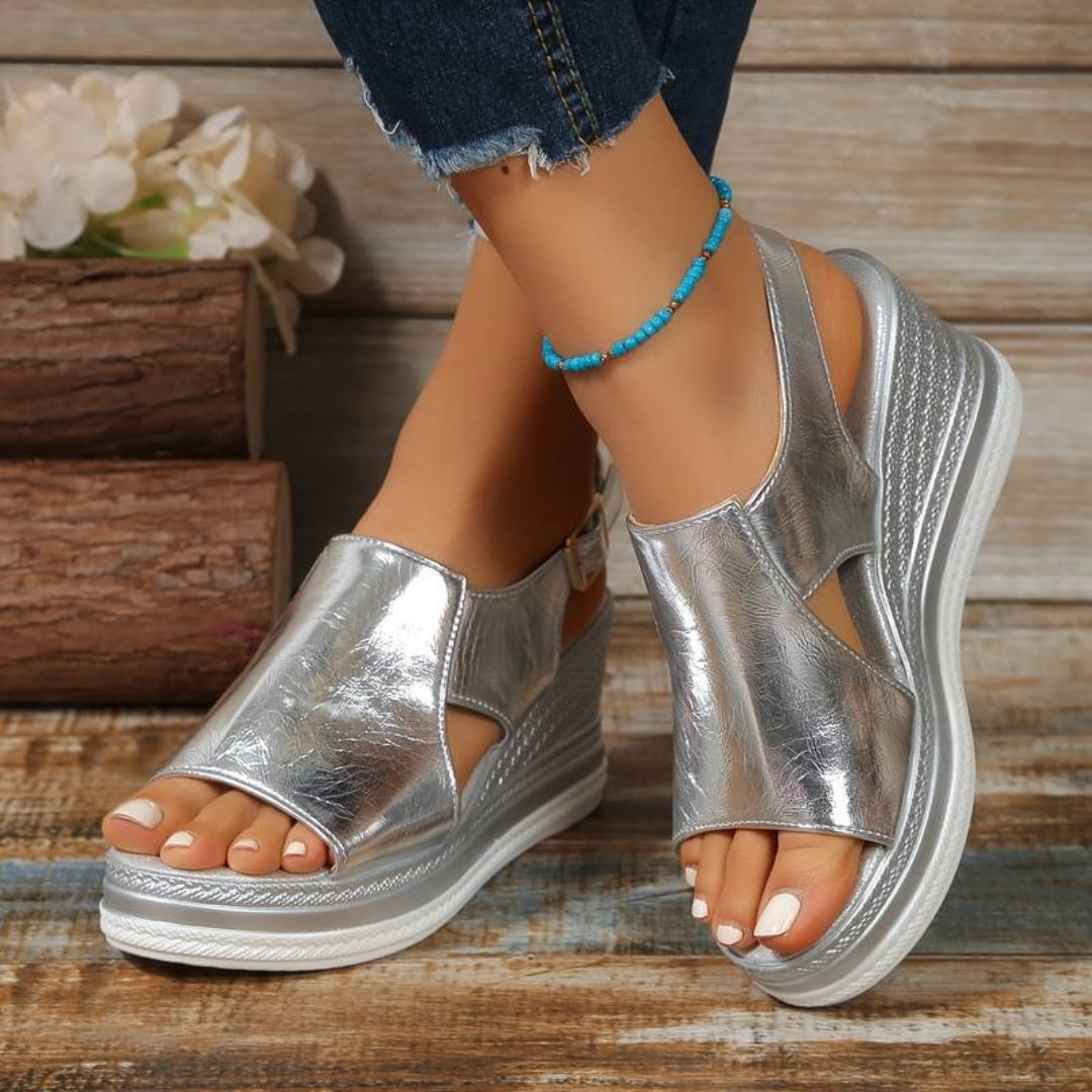 Sandali Donna Platform in Metallo Comfort - Brentozzi