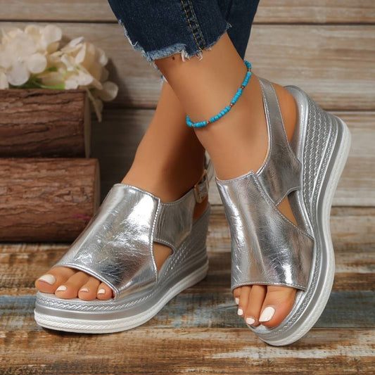 Sandali Donna Platform in Metallo Comfort - Brentozzi