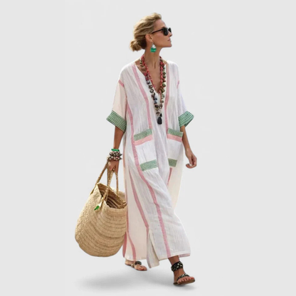 Abito Maxi Donna Scollo a V Vestibilità Larga