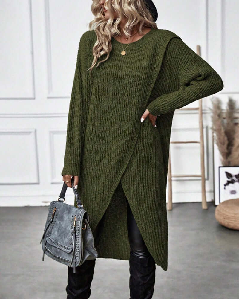 Abito Maglione Donna in Maglia Patchwork Manica Lunga