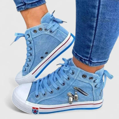 Sneakers Donna Denim Tacco Alto Stiloso - Brentozzi