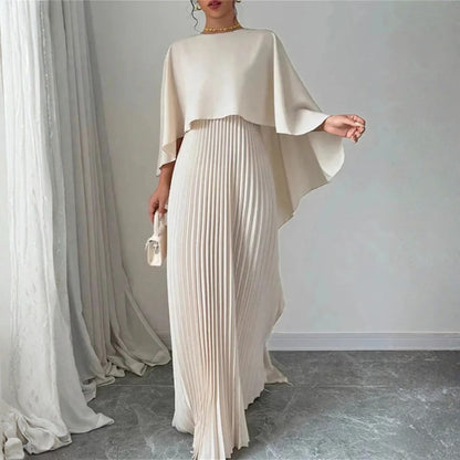 Abito Maxidress Donna con Cape Pieghettata Elegante - Brentozzi