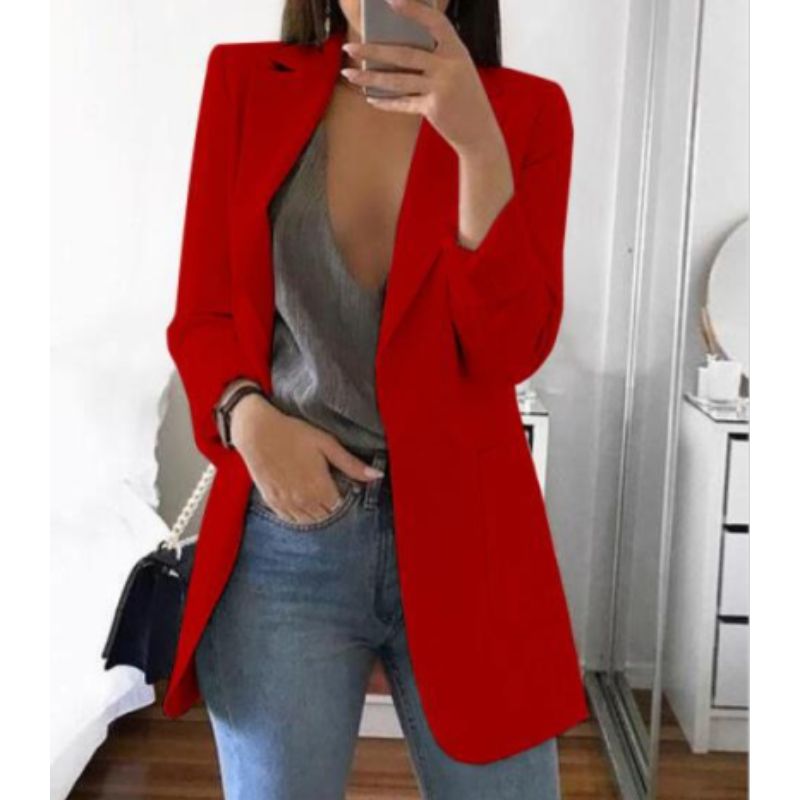 Blazer Donna Manica Lunga Linee Sobrie