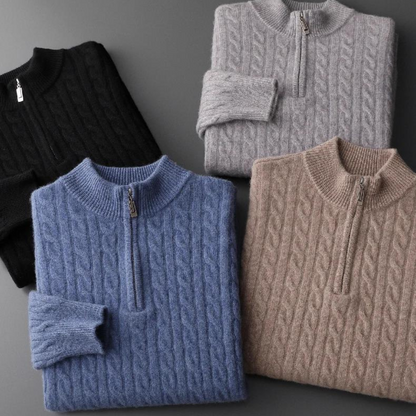 Maglione Uomo Mezza Cerniera Maglia Strutturata