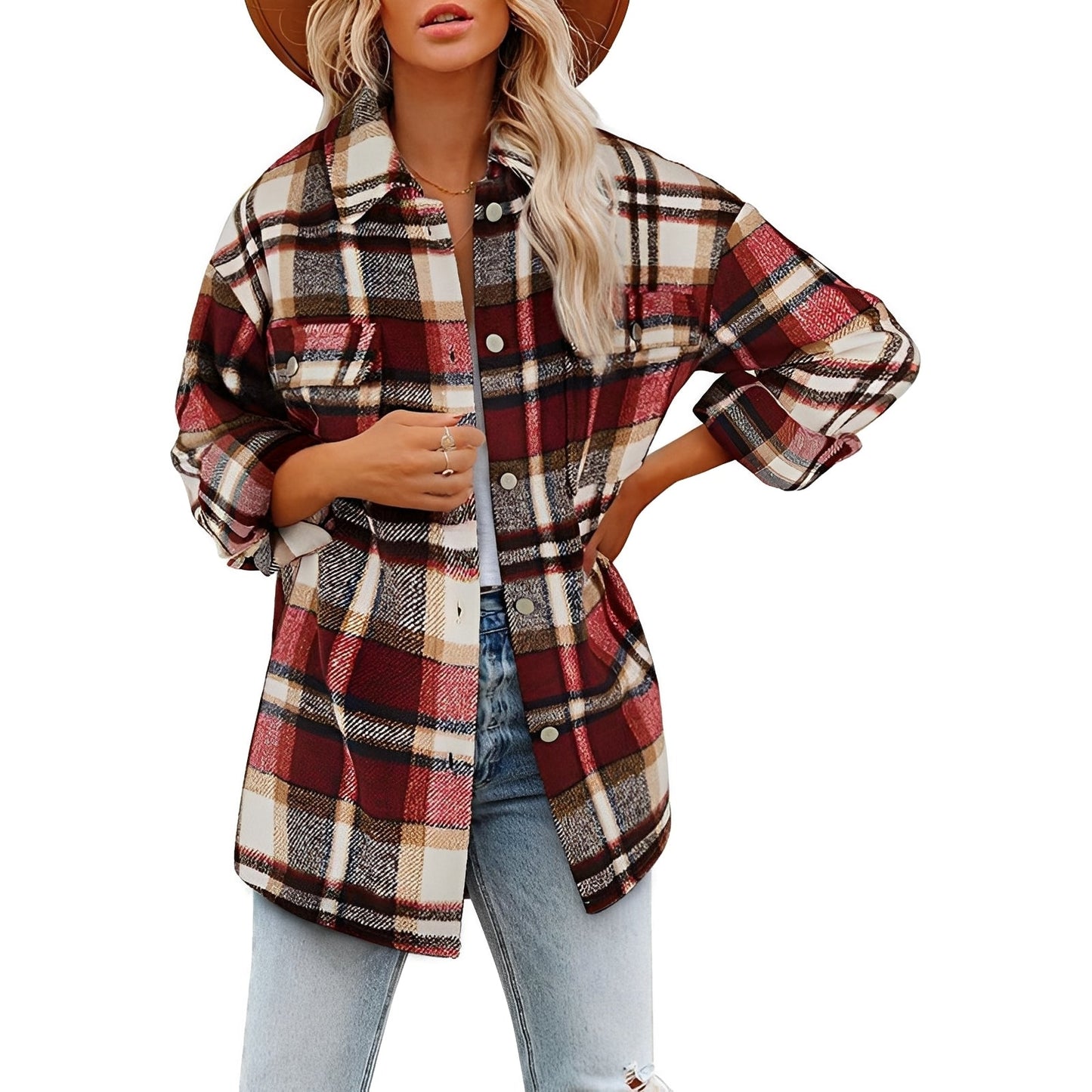 Camicia Donna in Lana a Quadri Regular Fit