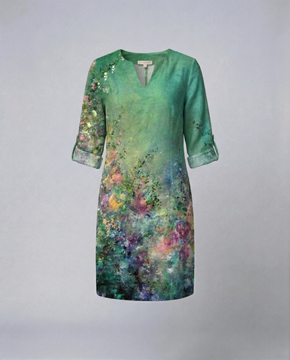 Abito Donna Elegante Floreale Svasato