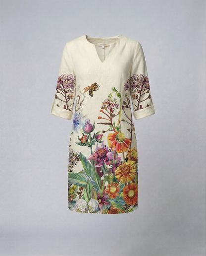 Abito Donna Elegante Floreale Svasato