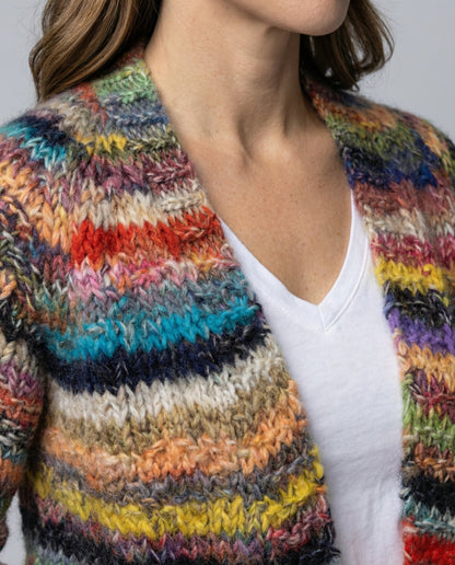 Cardigan Donna in Maglia a Righe Slim Fit