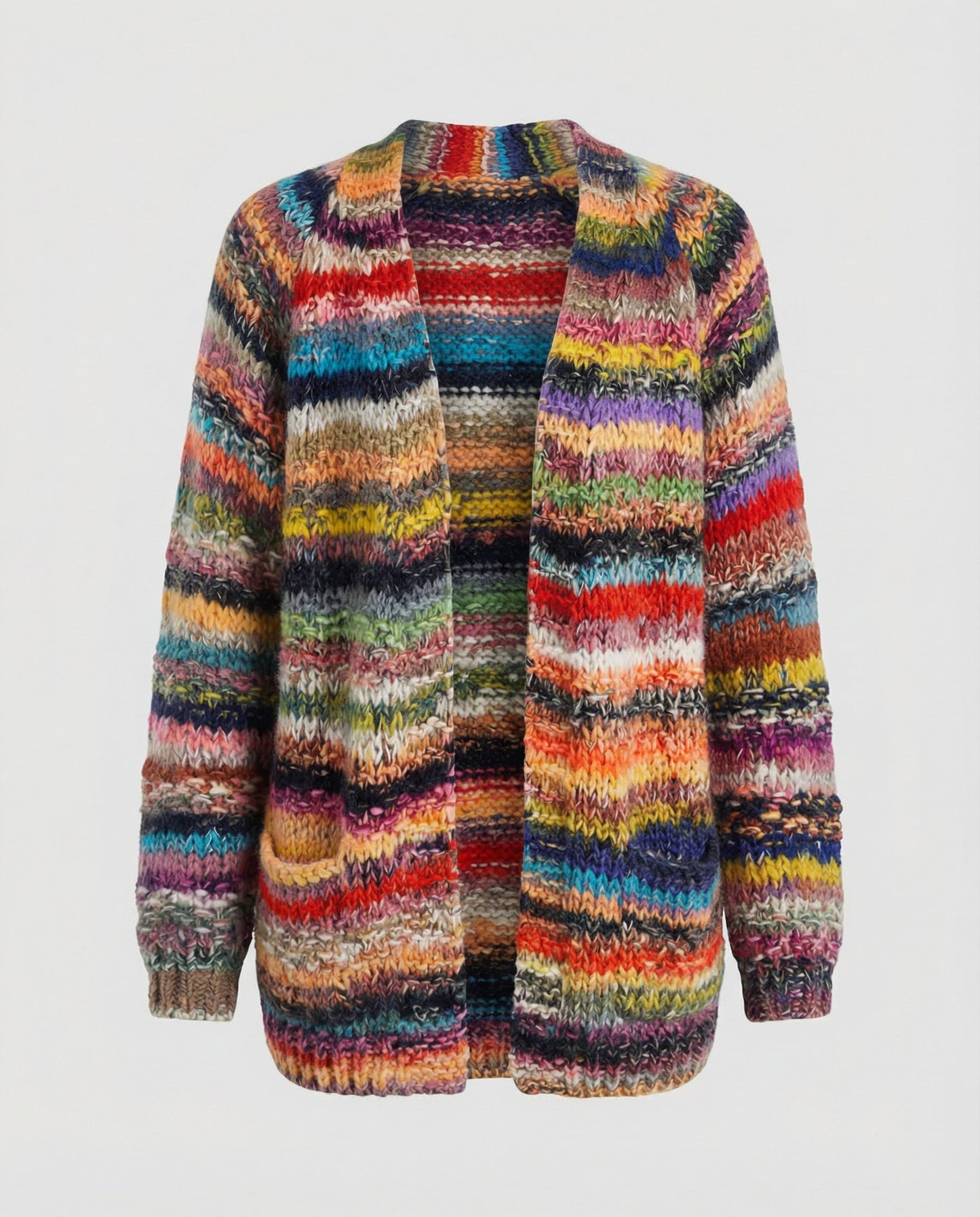 Cardigan Donna in Maglia a Righe Slim Fit