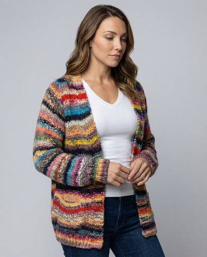 Cardigan Donna in Maglia a Righe Slim Fit - Brentozzi