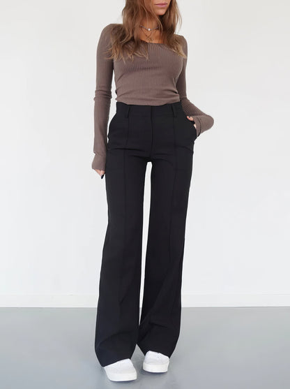 Pantaloni Donna Vita Alta Gamba Dritta - Brentozzi