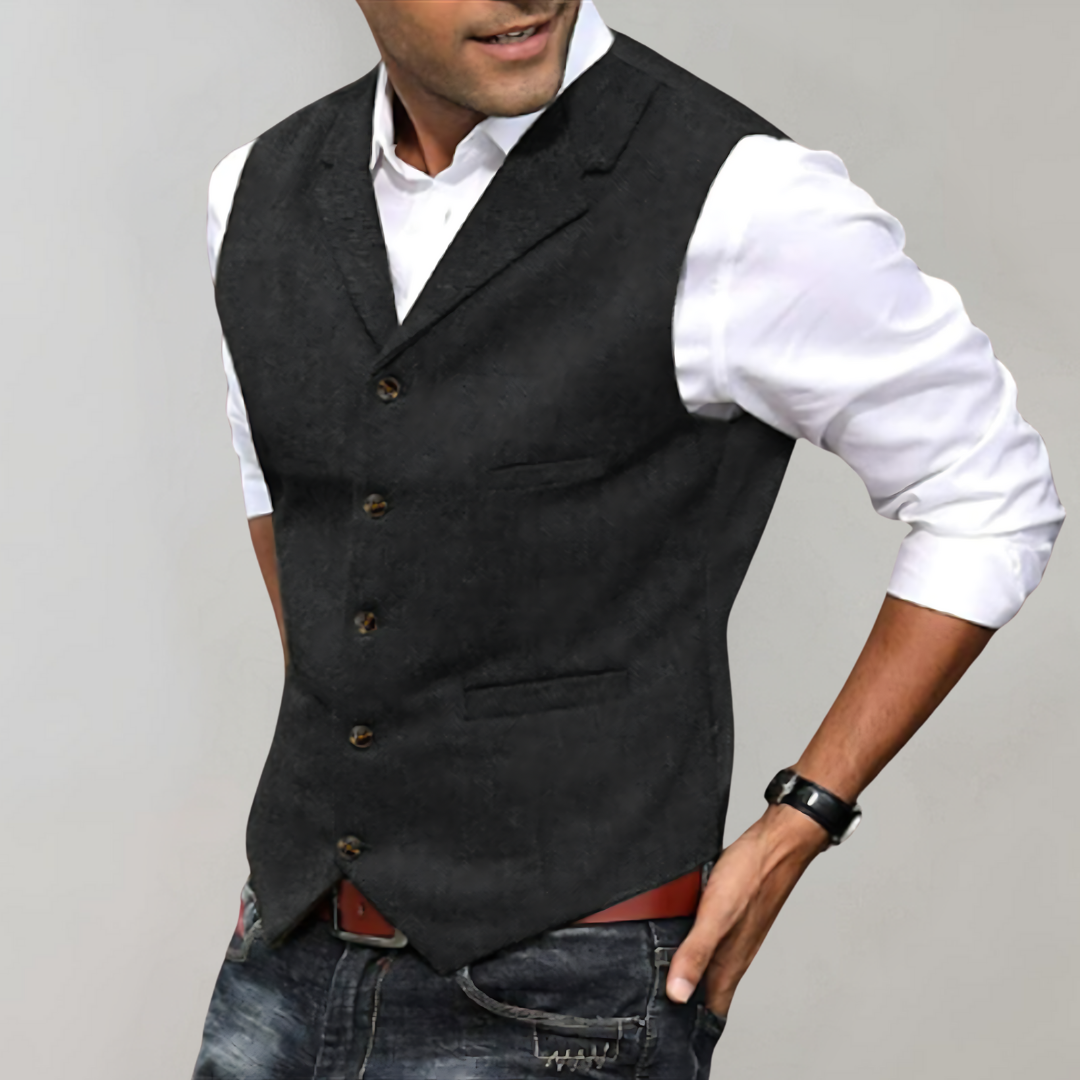 Gilet Uomo in Tessuto con Vestibilità Sfiancata Design Classico