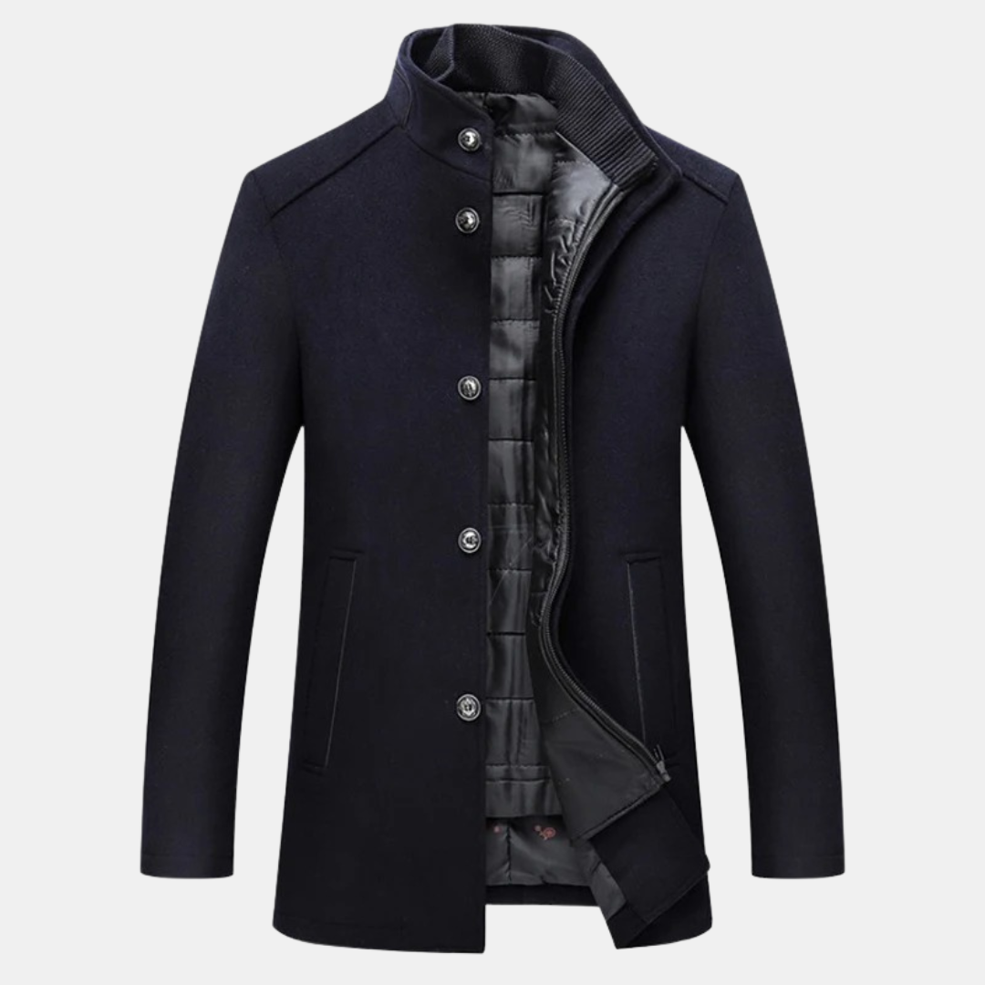 Cappotto Uomo Lana Imbottito Invernale Collo Alto