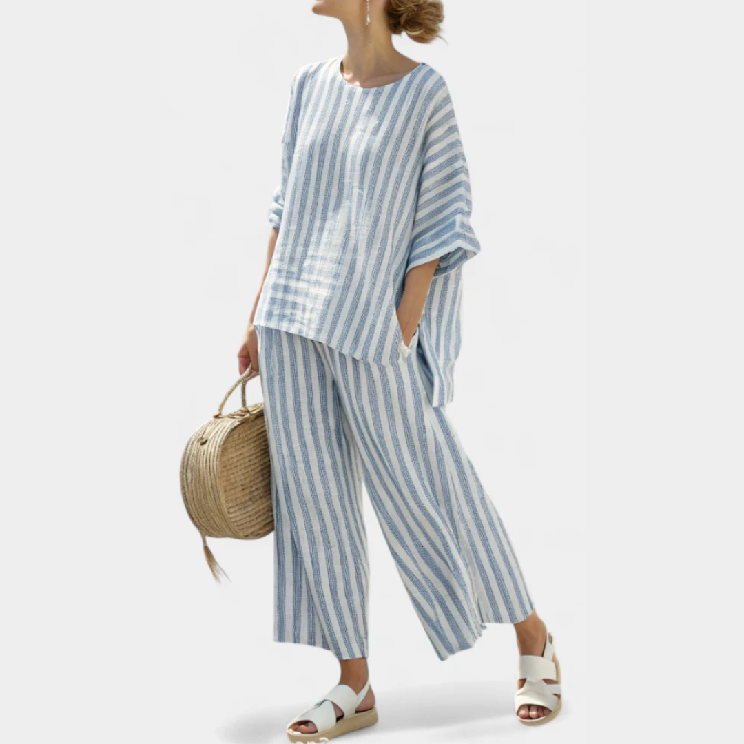 Completo Pantaloni Donna a Righe Slim Fit - Brentozzi