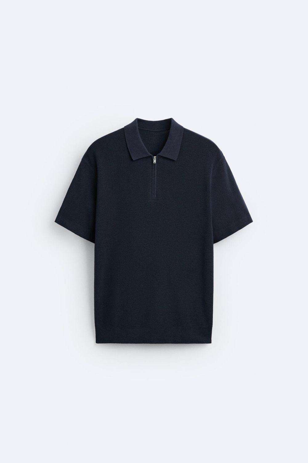 Polo Uomo Maglia Lavorata con Zip Slim Fit