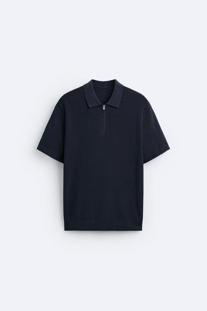Polo Uomo Maglia Lavorata con Zip Slim Fit
