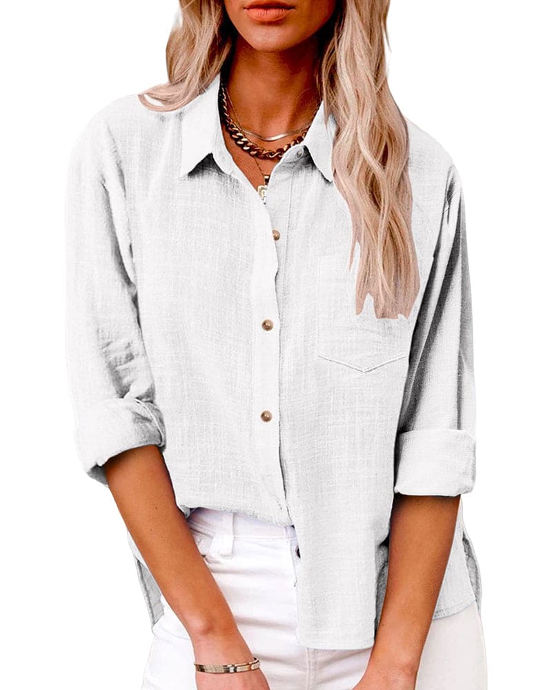 Camicia Donna Manica Lunga Stile Casual