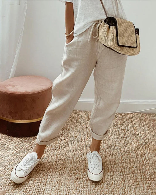 Pantaloni Lino Donna Estate con Coulisse - Brentozzi