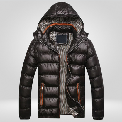 Cappotto Uomo Imbottito con Cappuccio e Vestibilità Slim