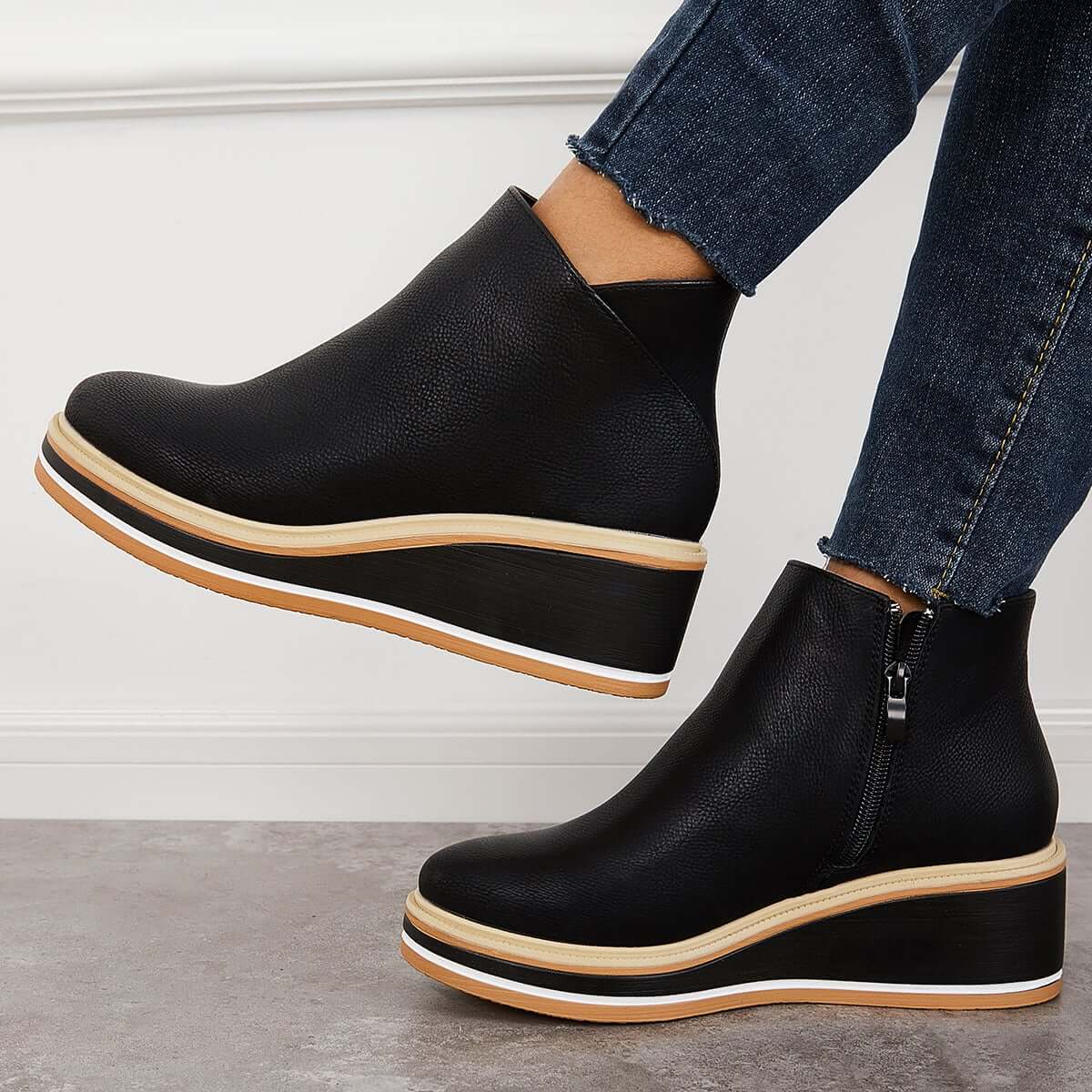 Stivaletti Donna Plateau Zip Chiusura